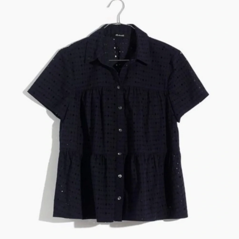 Madewell Eyelet Seamed Button-Down Shirt - Picture 1 of 5